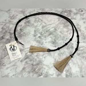 Western Products Cowboy Leather Hat Band Horse Hair Braided Tassels Adjustable